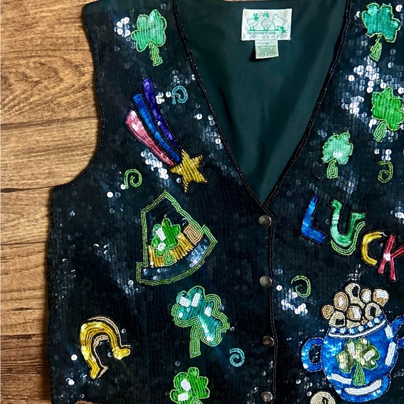 The Quacker Factory • Size 1X-Large • Black/Green• Sequins • Irish Charm • Vest - Picture 5 of 11